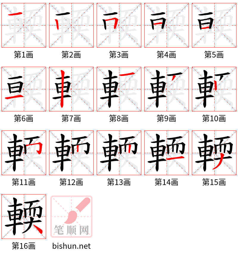 輭 笔顺规范