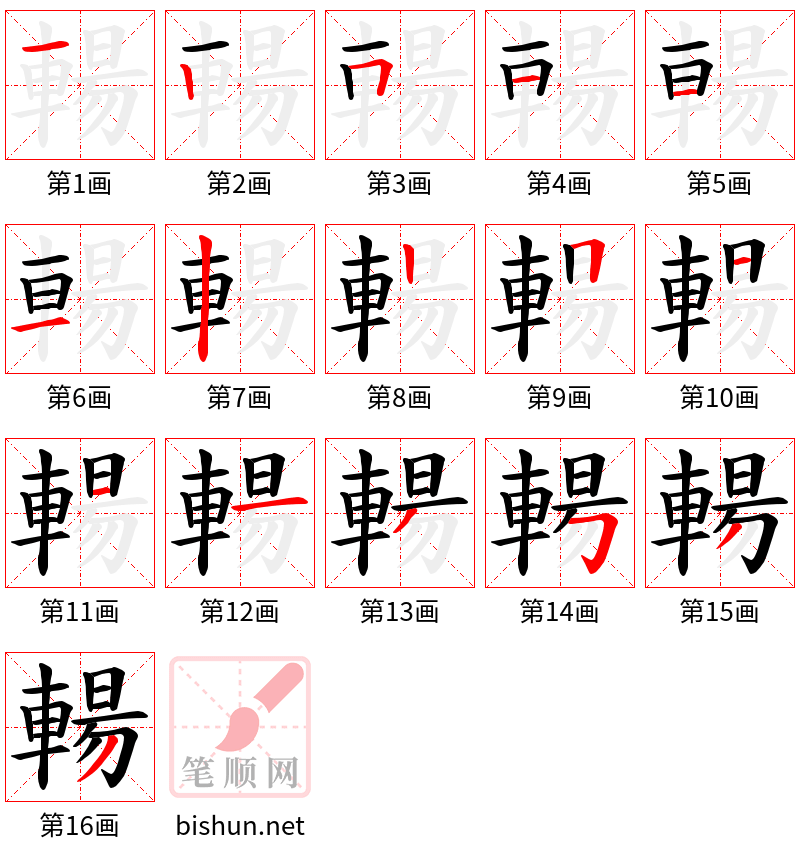 輰 笔顺规范