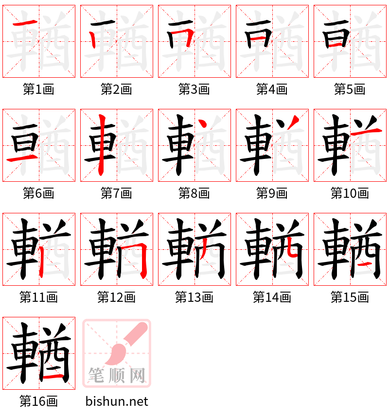 輶 笔顺规范