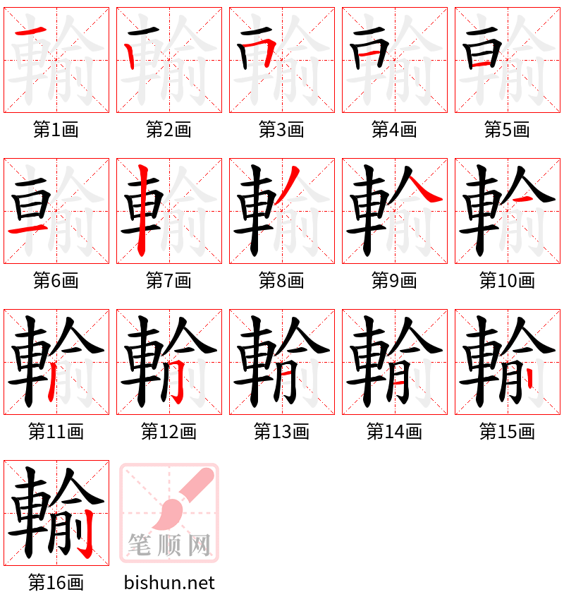 輸 笔顺规范