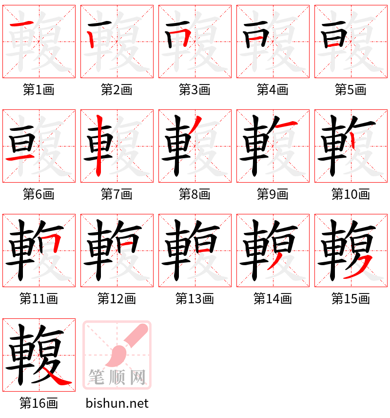 輹 笔顺规范