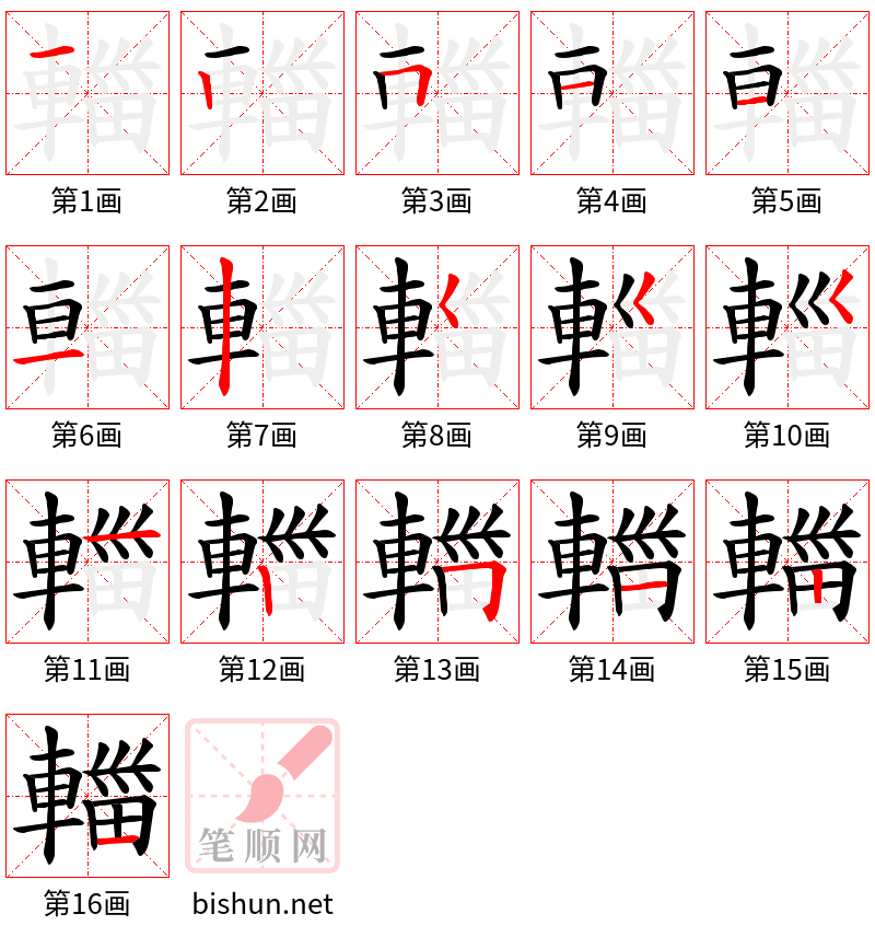 輺 笔顺规范