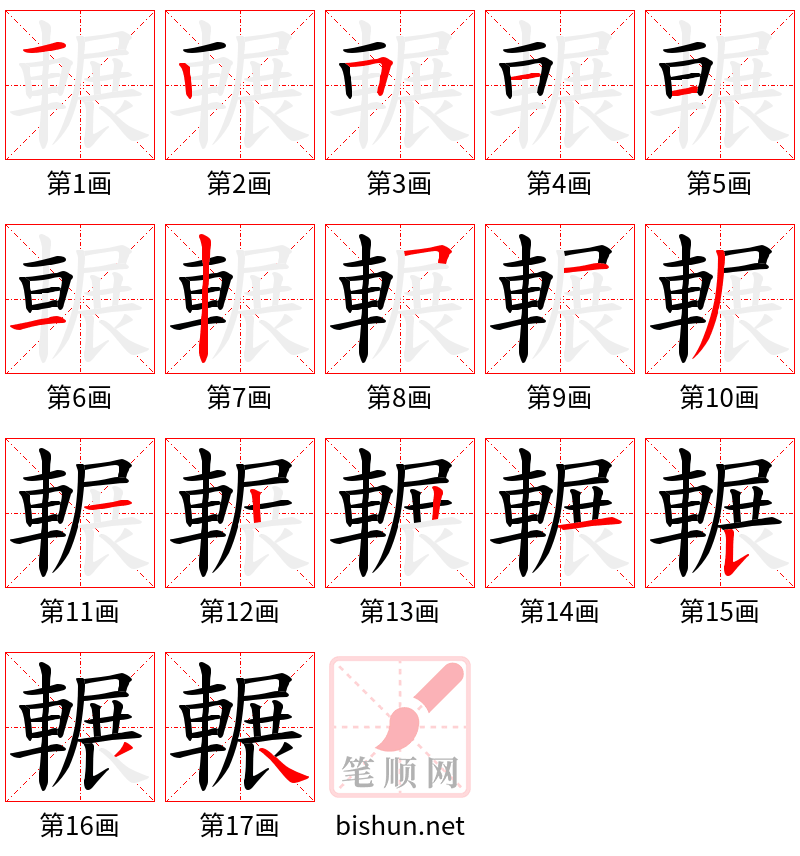 輾 笔顺规范