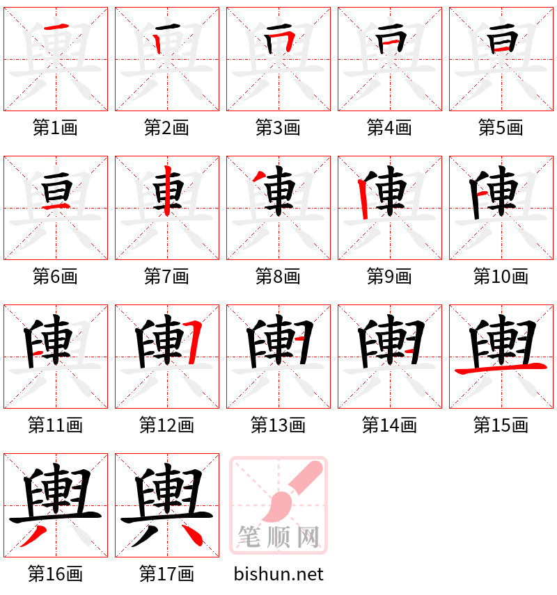 輿 笔顺规范