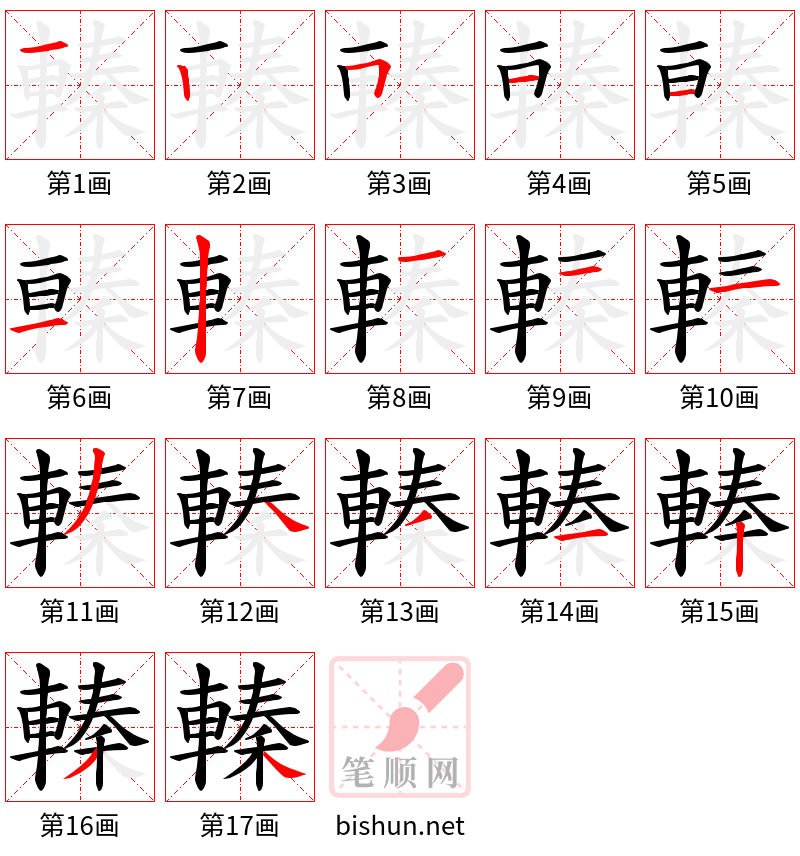 轃 笔顺规范