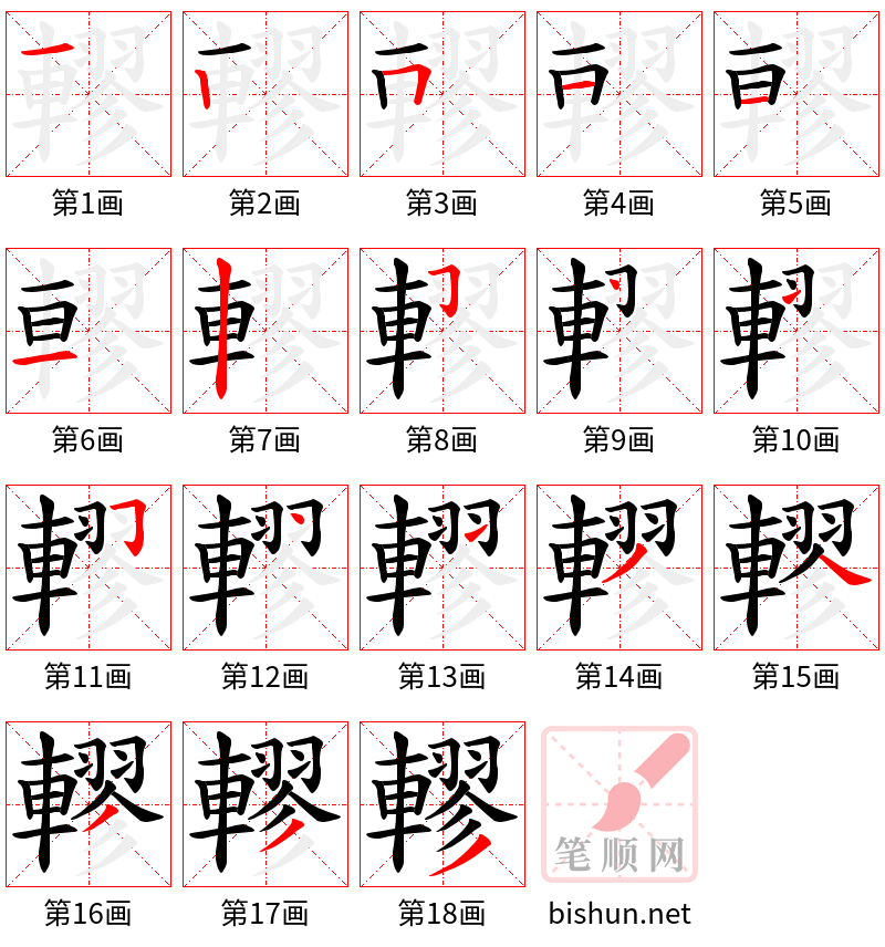 轇 笔顺规范