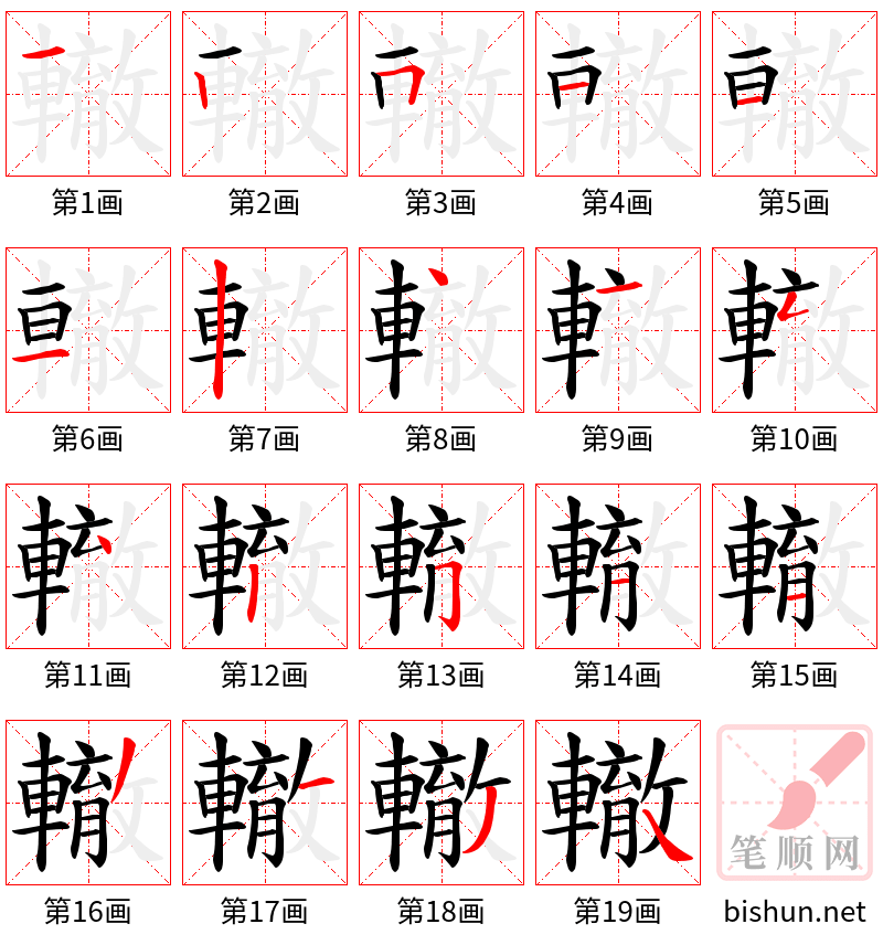 轍 笔顺规范