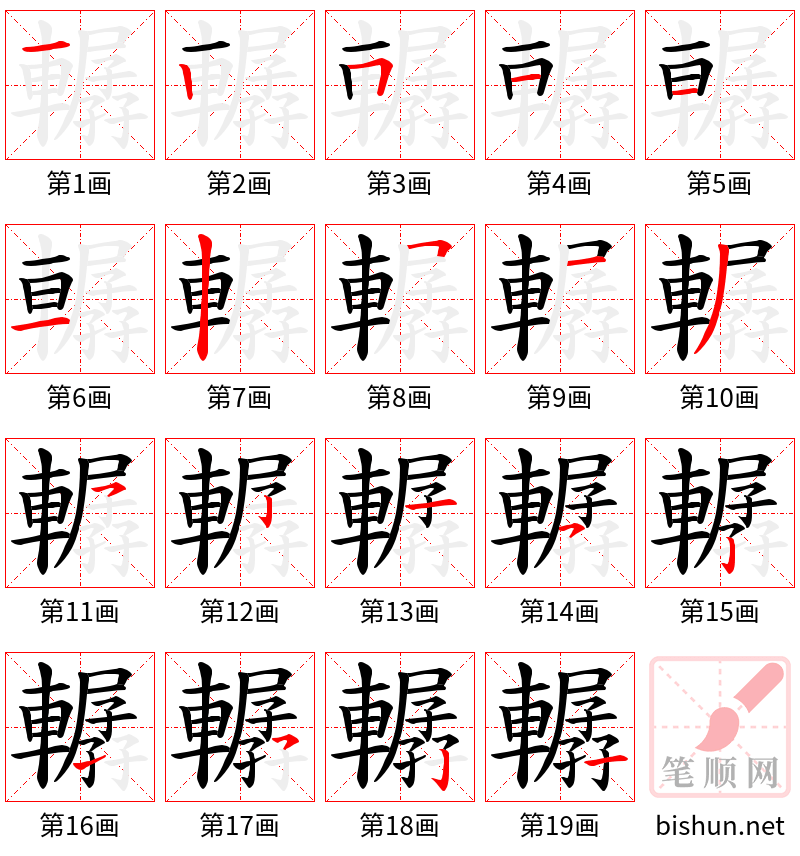 轏 笔顺规范