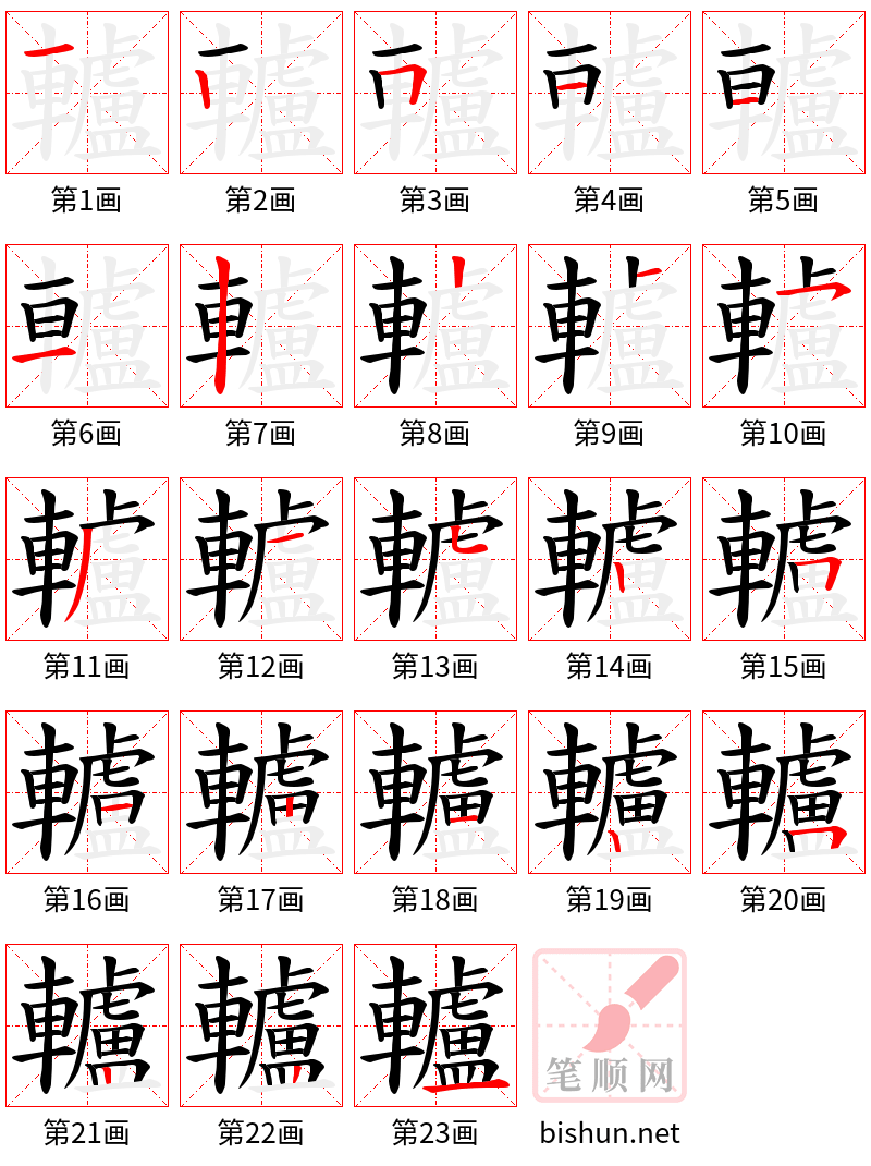 轤 笔顺规范