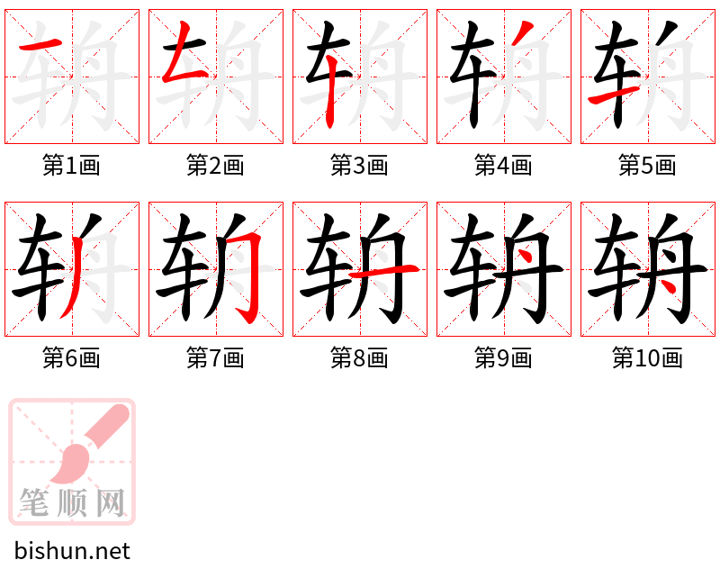 辀 笔顺规范