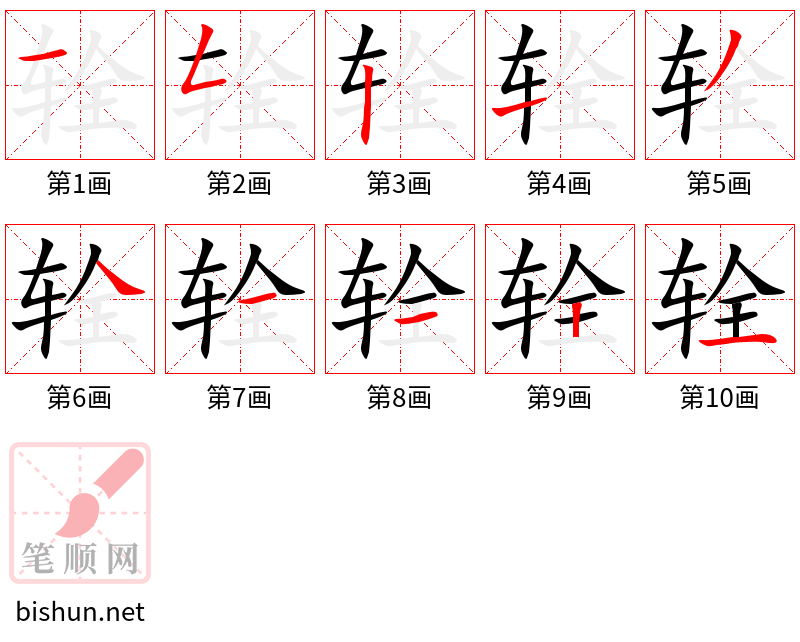 辁 笔顺规范