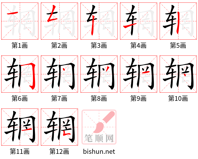 辋 笔顺规范