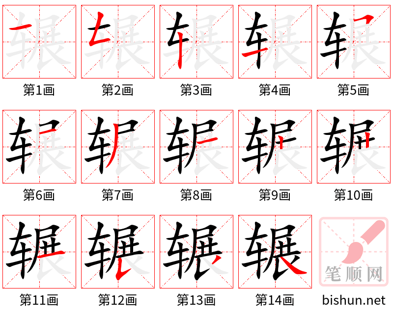 辗 笔顺规范