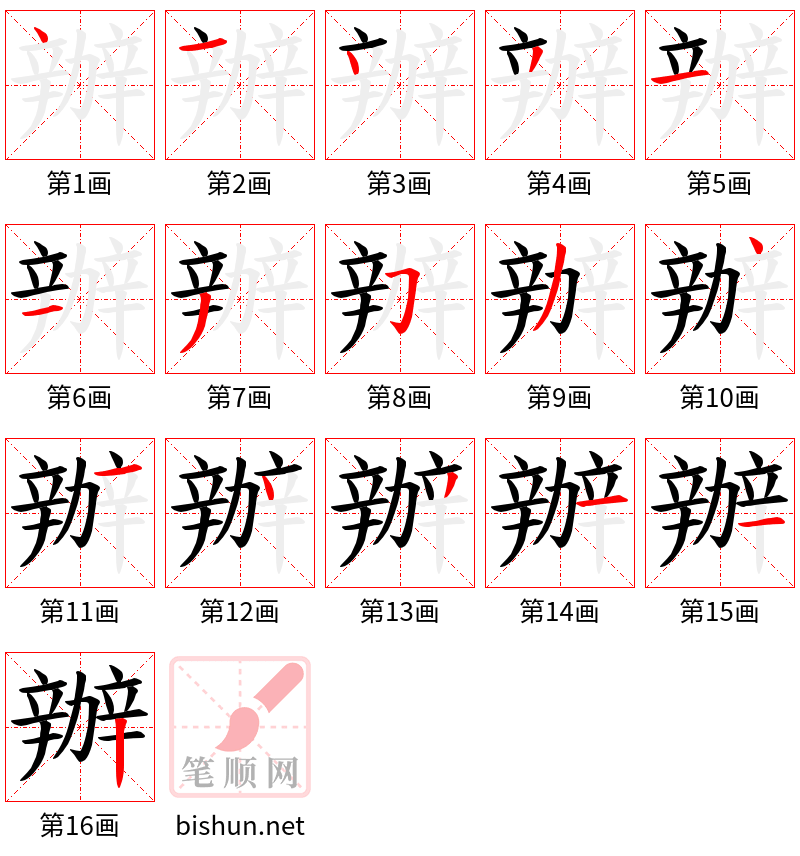 辦 笔顺规范