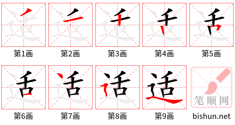 适 笔顺规范