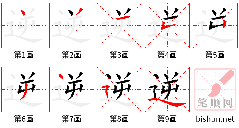 逆 笔顺规范