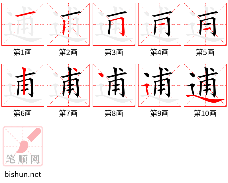 逋 笔顺规范