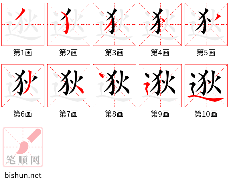 逖 笔顺规范