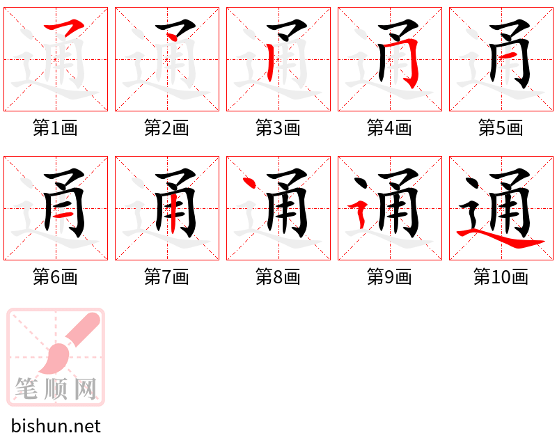 通 笔顺规范