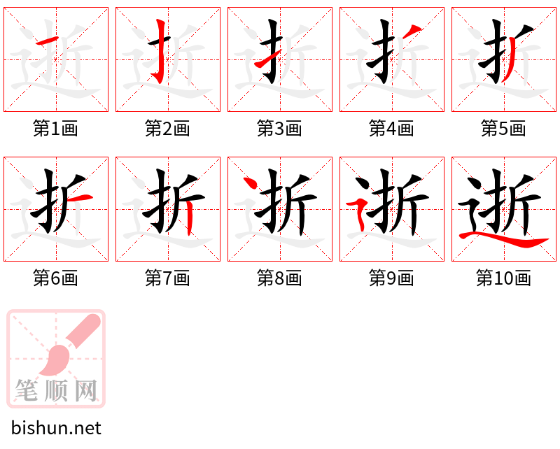 逝 笔顺规范