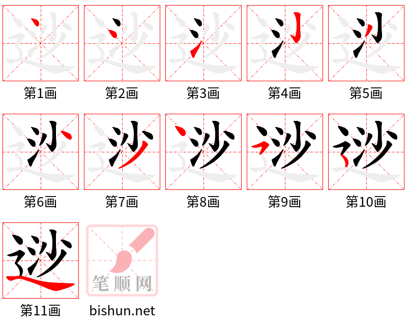 逤 笔顺规范