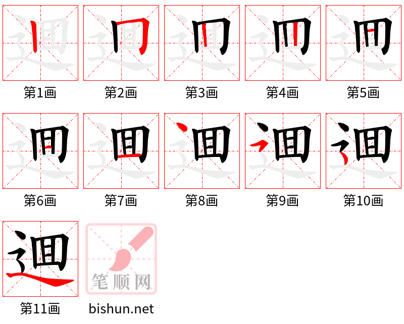 逥 笔顺规范