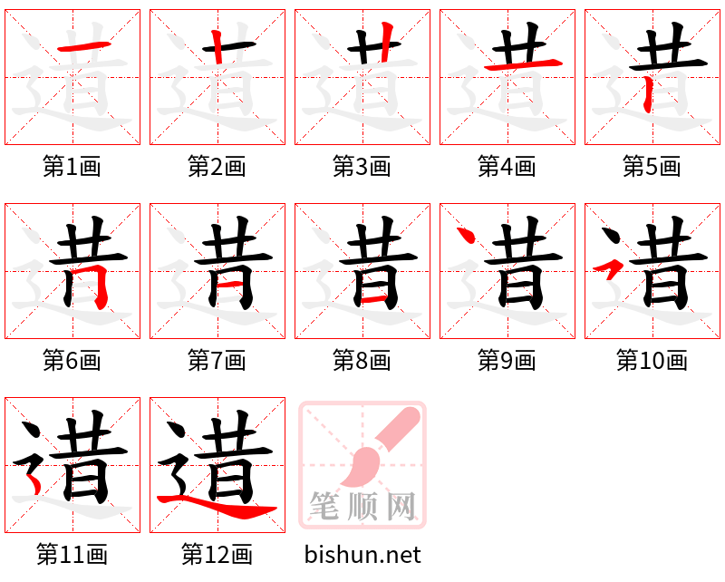 逪 笔顺规范