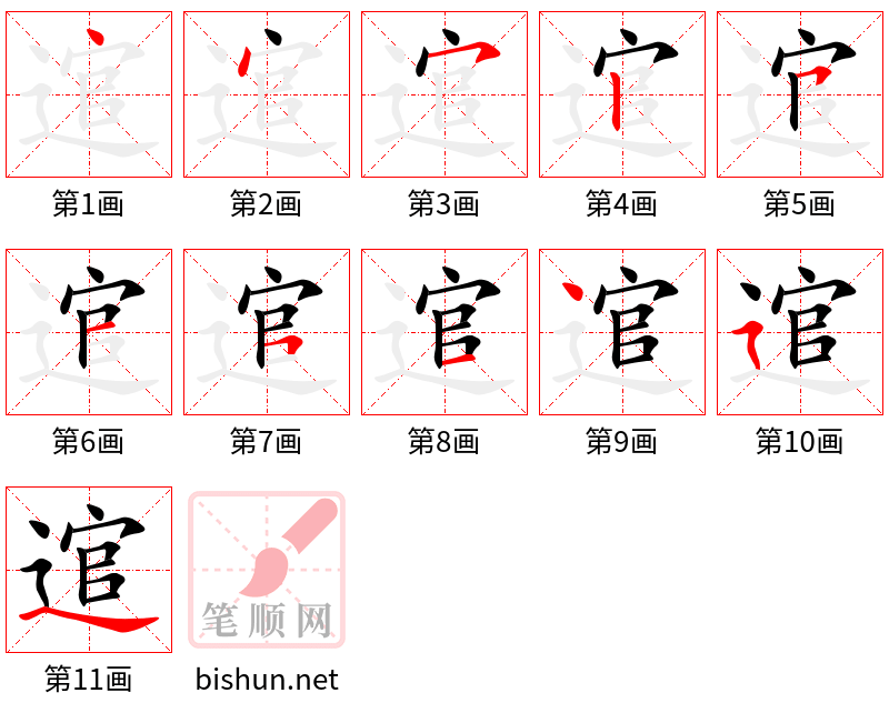 逭 笔顺规范