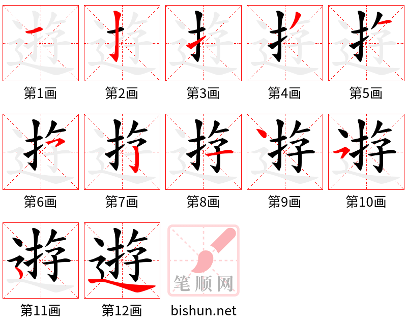 逰 笔顺规范