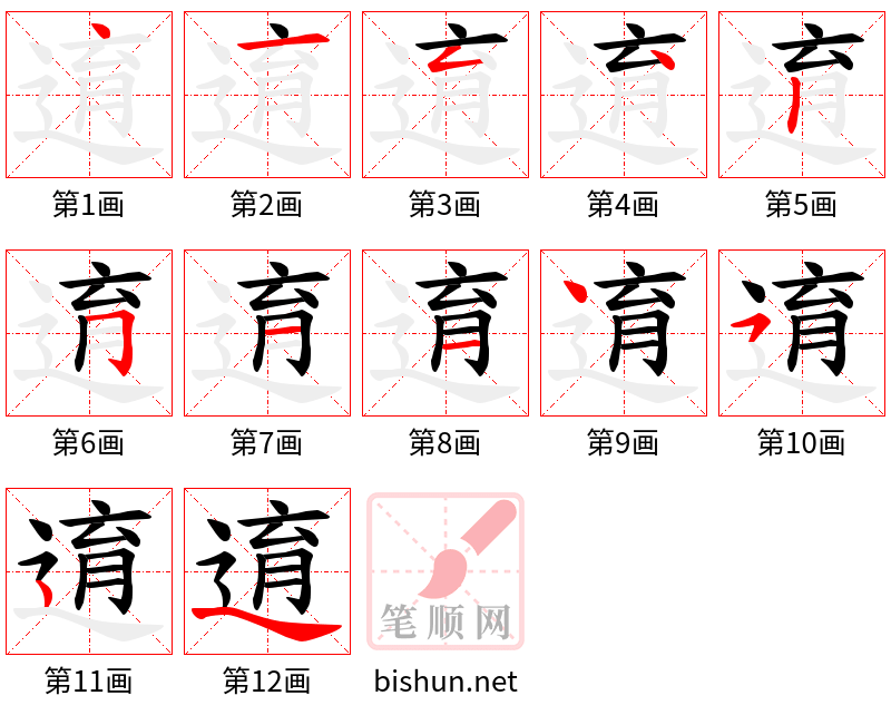 逳 笔顺规范