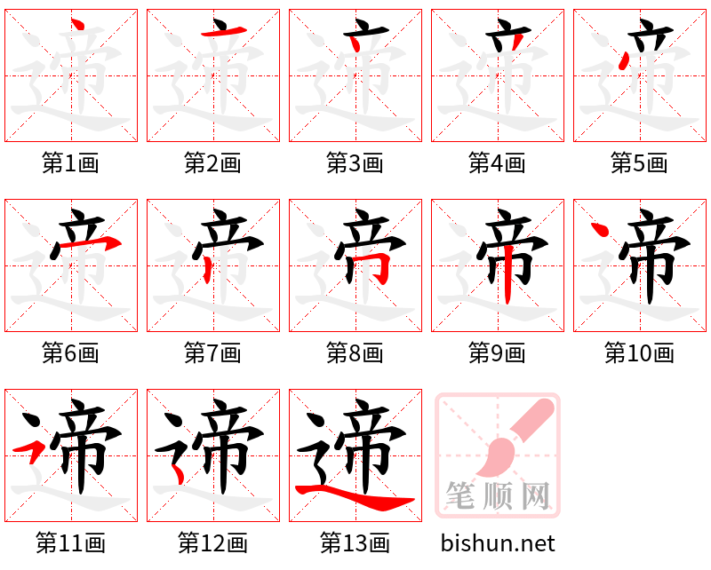 遆 笔顺规范