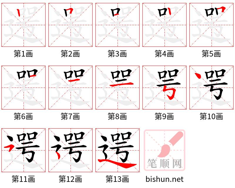 遌 笔顺规范