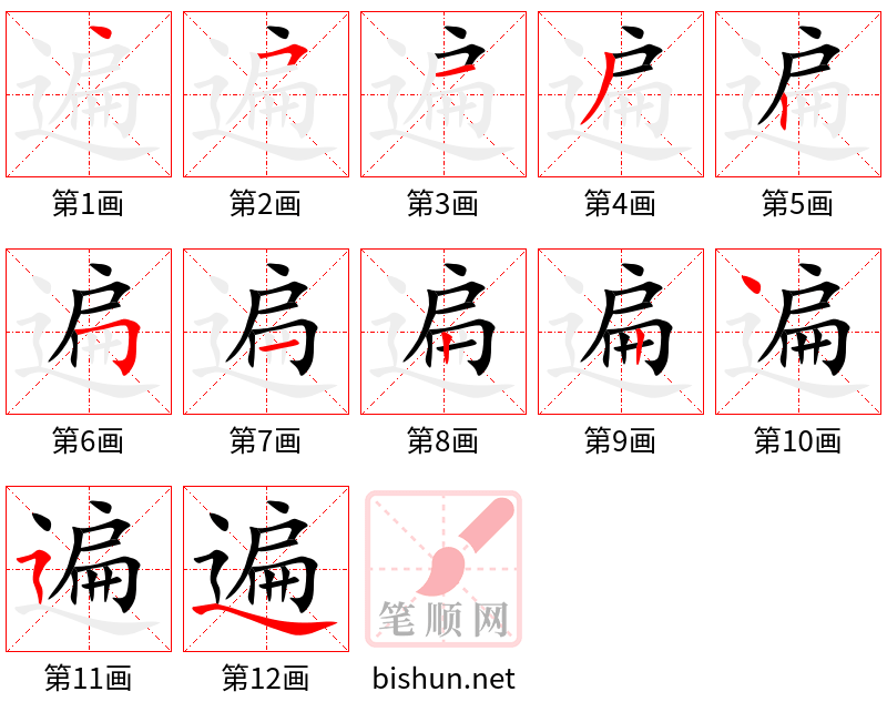 遍 笔顺规范