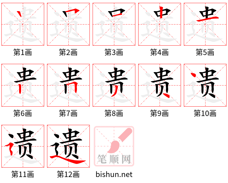 遗 笔顺规范