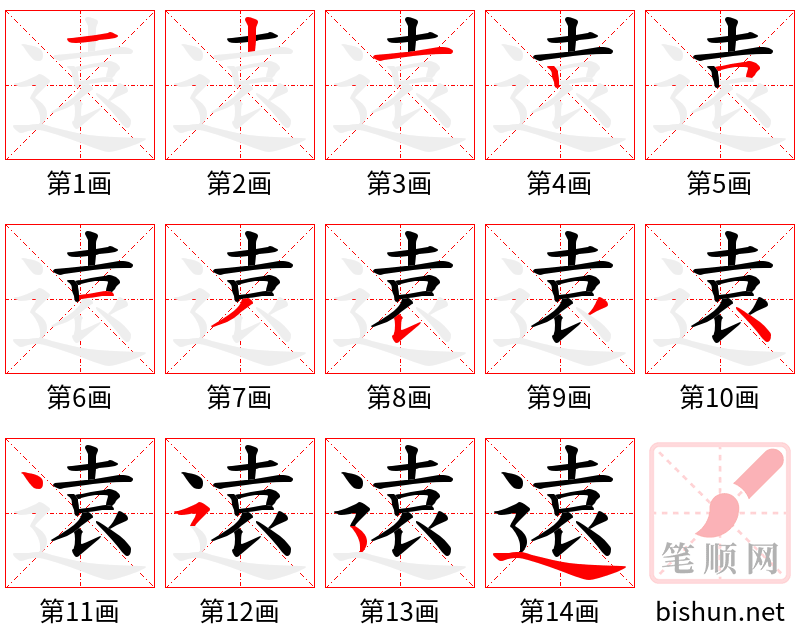 遠 笔顺规范