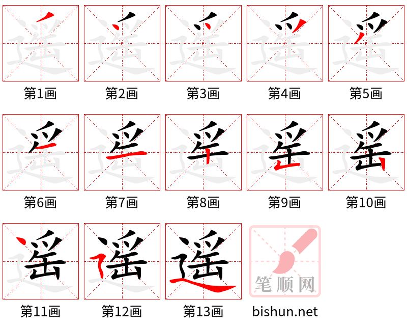 遥 笔顺规范