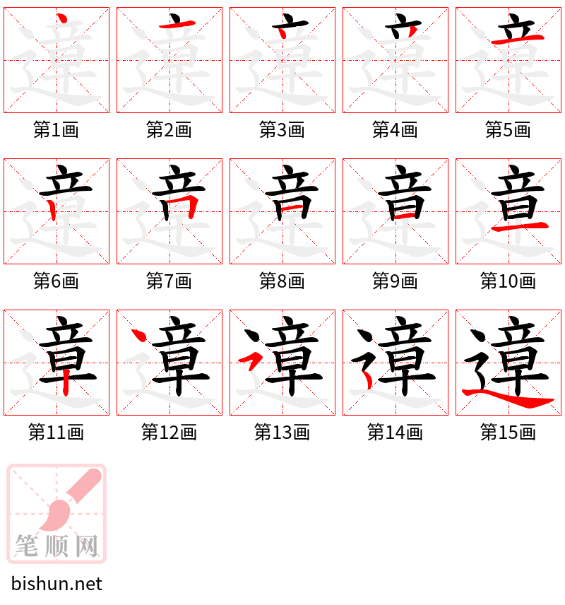 遧 笔顺规范