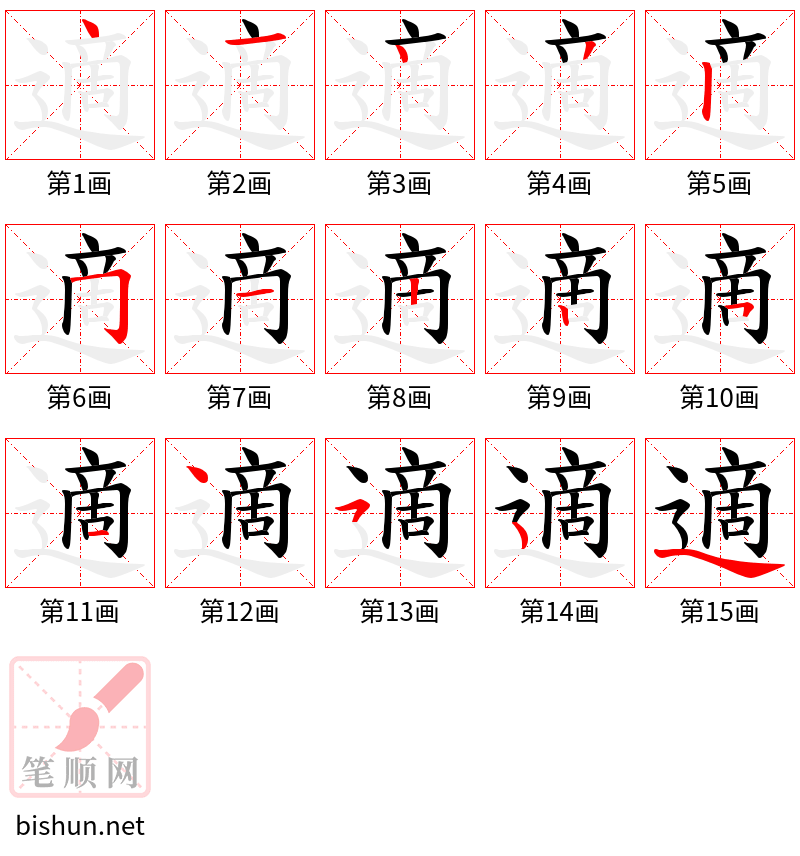 適 笔顺规范