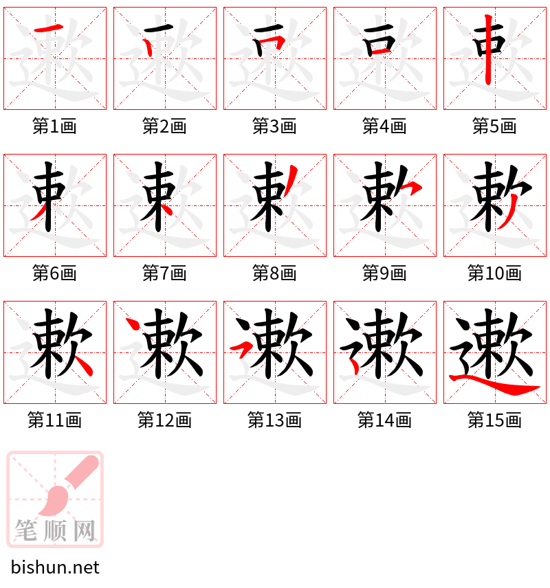 遬 笔顺规范