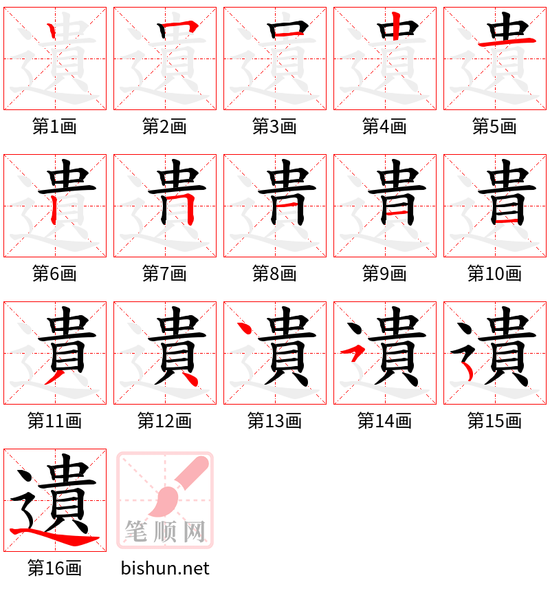 遺 笔顺规范