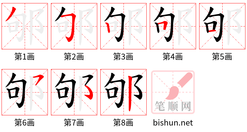 邭 笔顺规范