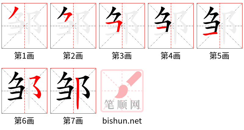 邹 笔顺规范