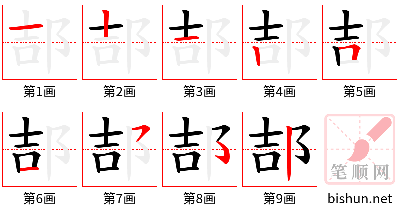 郆 笔顺规范