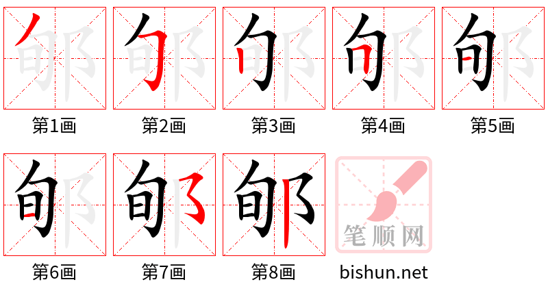 郇 笔顺规范