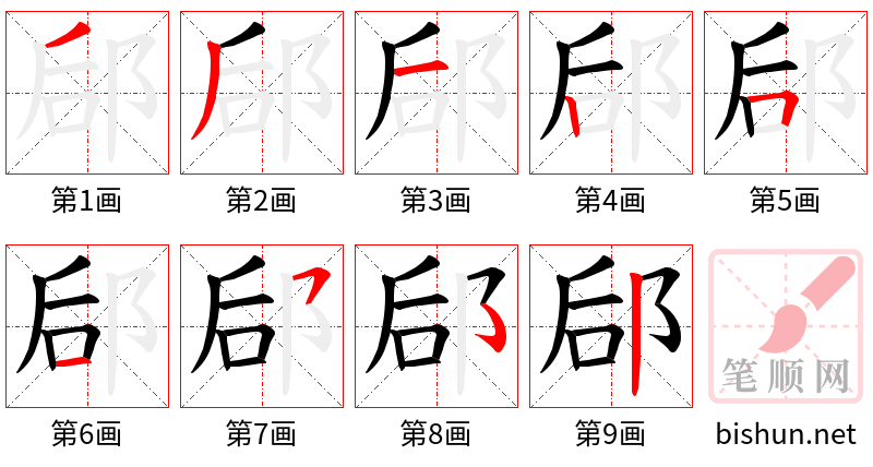 郈 笔顺规范