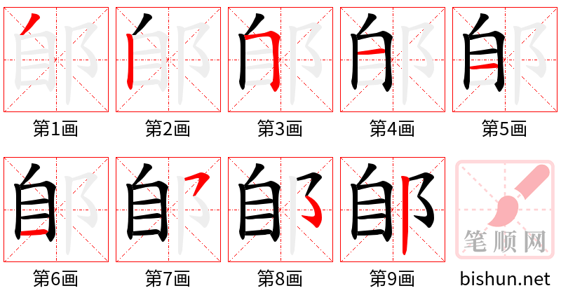 郋 笔顺规范