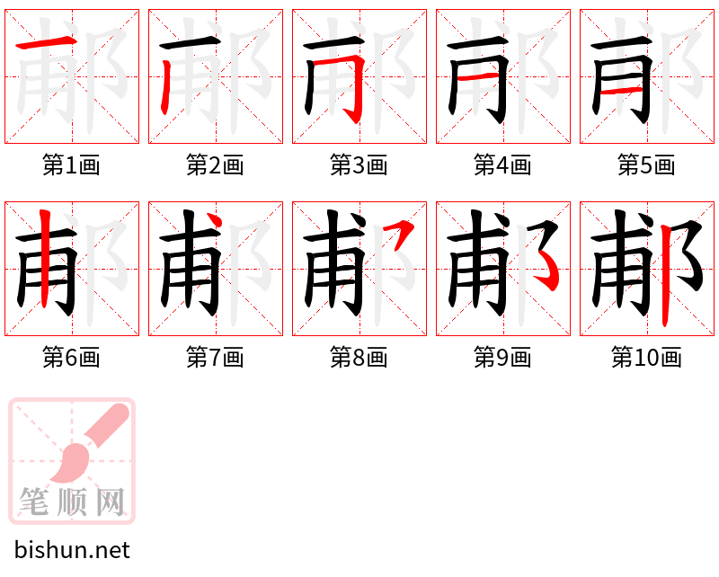 郙 笔顺规范