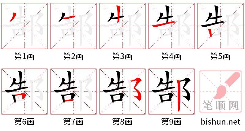 郜 笔顺规范