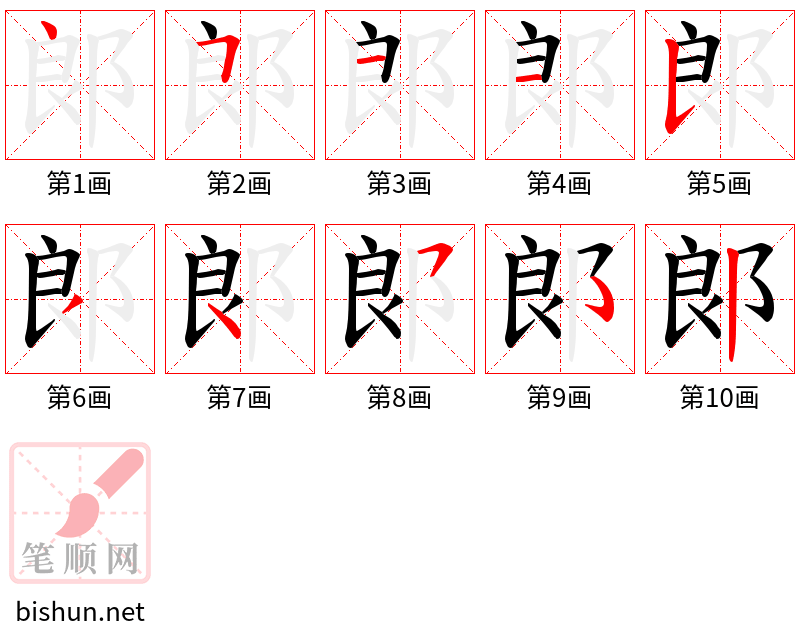 郞 笔顺规范