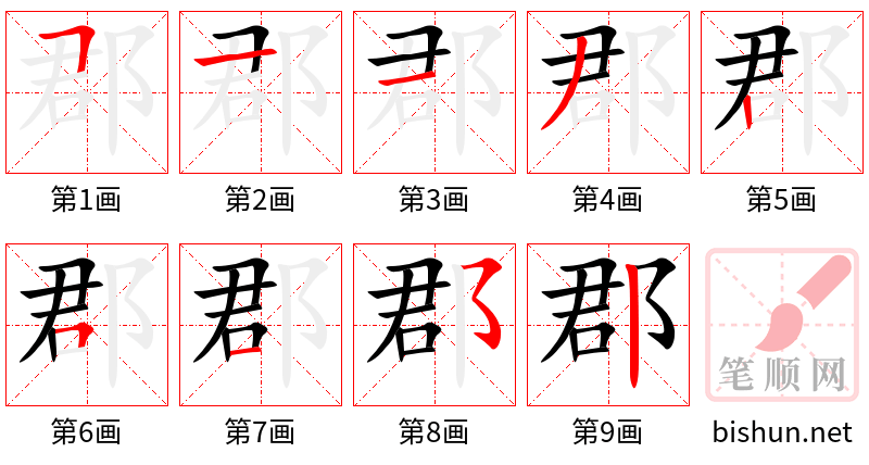 郡 笔顺规范